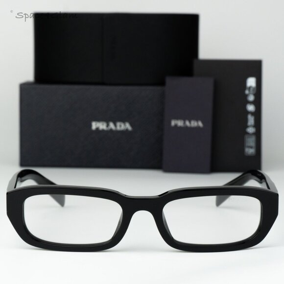 Prada Women Eyeglasses Black Clear Rectangle PRB06S 16K08N NEW AUTHENTIC - Picture 3 of 7